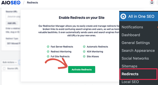 如何轻松将 WordPress 迁移到新域名（而不损失 SEO） activateredirects20251108_ -18
