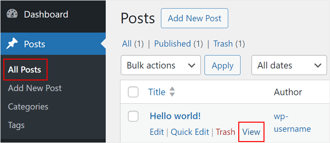 如何正确地从 Wix 切换到 WordPress（分步指南） all-posts-view-min20251108_ -14