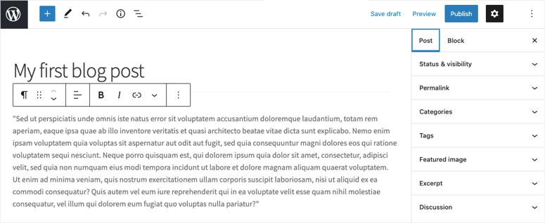 如何从 Wix 切换到 WordPress（分步指南） block-editor-in-wordpress20251123_ -13