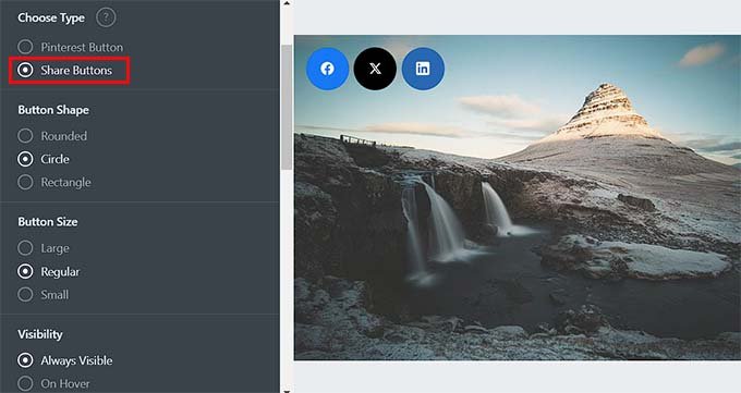 如何在 WordPress 中添加社交分享按钮（4 种简单方法） choose-social-share-buttons-to-display-with-images20251114_ -34