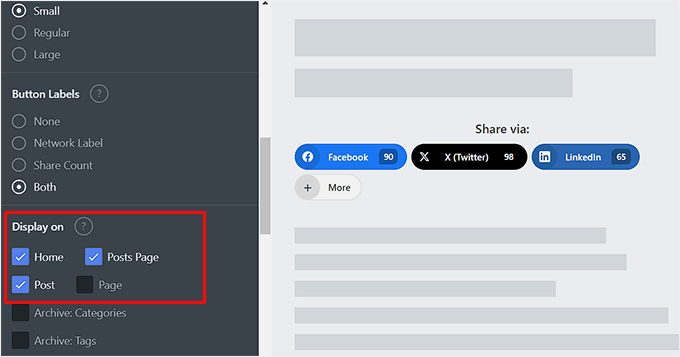 如何在 WordPress 中添加社交分享按钮（4 种简单方法） choose-where-you-want-to-display-social-share-buttons20251114_ -28