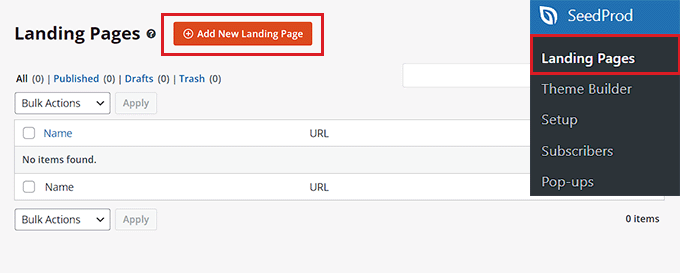 如何在 WordPress 中添加社交分享按钮（4 种简单方法） click-add-new-landing-page-button-420251114_ -43