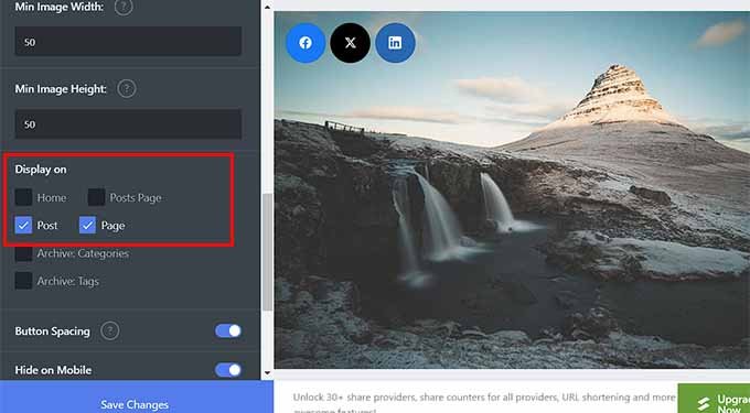 如何在 WordPress 中添加社交分享按钮（4 种简单方法） configure-display-settings20251114_ -35