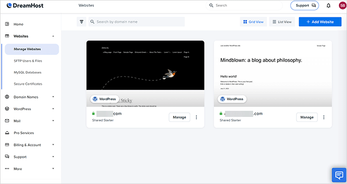 DreamHost 2025 年评测：优点、缺点和不足！ dreamhost-dashboard20251121_ -4