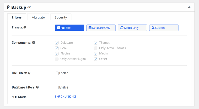 如何备份 WordPress 多站点(使用插件和不使用插件) duplicator-backup-filters20251120_ -21 如何备份 WordPress 多站点(使用插件和不使用插件) duplicator-backup-filters20251120_ -21