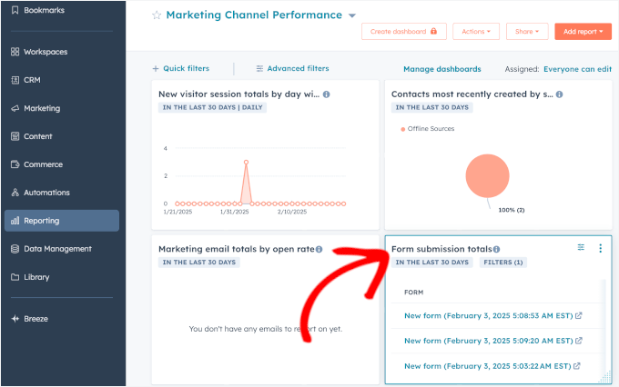 9款最佳WordPress联系表单插件,精选的5款 hubspot-reporting-dashboard-marketingchannel-forms20251114_ -11 9款最佳WordPress联系表单插件,精选的5款 hubspot-reporting-dashboard-marketingchannel-forms20251114_ -11