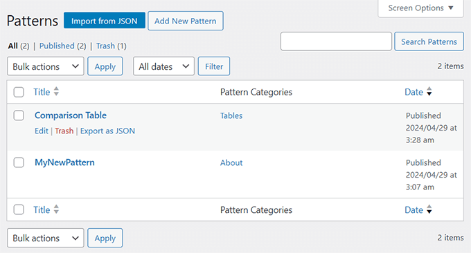 新手指南:如何使用 WordPress 区块模式 manage-patterns-classic-listview20251114_ -16 新手指南:如何使用 WordPress 区块模式 manage-patterns-classic-listview20251114_ -16