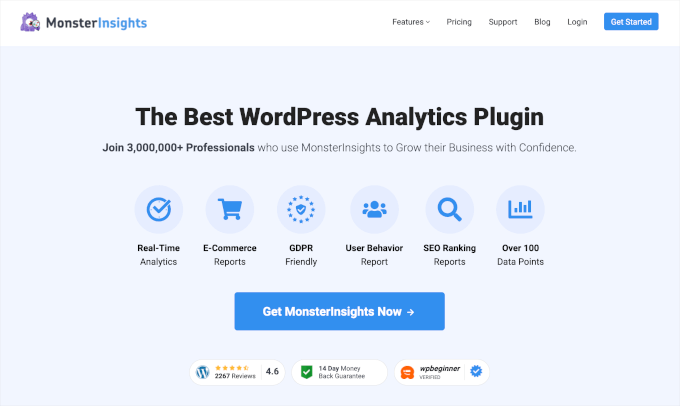 如何提升 WordPress 用户体验（13 个实用技巧） monsterinsights-site-homepage20251109_ -5