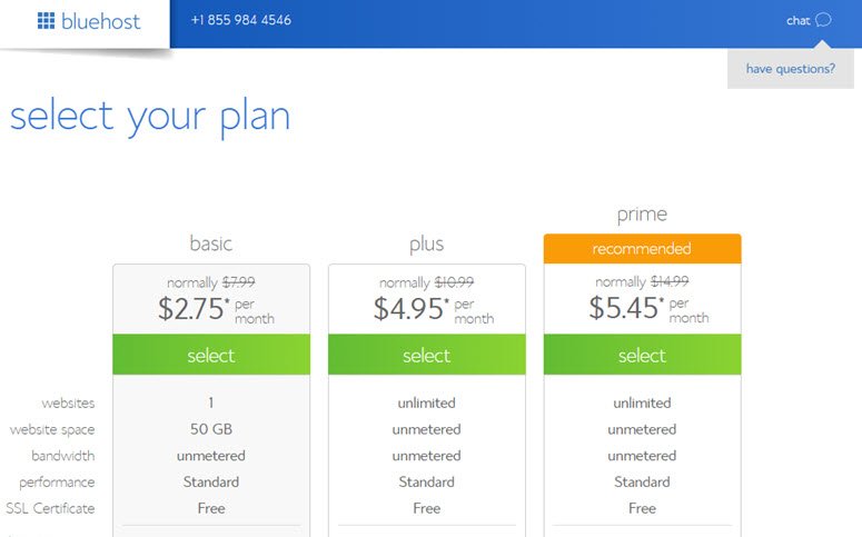 快速搭建 WordPress 网站（5 个简单步骤）如何从零开始制作网站 select-a-bluehost-plan-to-start-a-blog20251123_ -14