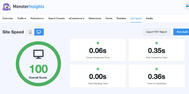 MonsterInsights 2025 年评测：它是最好的 Google Analytics 插件吗？ site-speed-report-in-monsterinsights20251118_ -31
