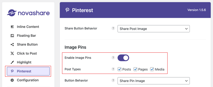 如何在 WordPress 中添加社交分享按钮（4 种简单方法） socialshare-novashare-pinterest120251114_ -21