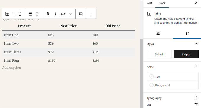 如何使用 WordPress 区块编辑器(Gutenberg 教程) table-block-example20251114_ -4 如何使用 WordPress 区块编辑器(Gutenberg 教程) table-block-example20251114_ -4