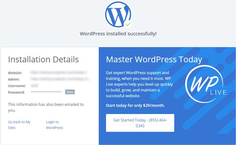 如何从 Wix 切换到 WordPress（分步指南） wordpress-installation-successful20251123_-2 -8