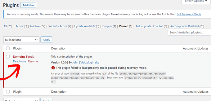 如何修复 WordPress 中的严重错误(分步指南) deactivate-plugin20251201_ -11 如何修复 WordPress 中的严重错误(分步指南) deactivate-plugin20251201_ -11