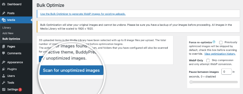 EWWW图像优化器评测：功能、定价及替代方案（2025） scan-for-unoptimized-images20251206_ -9