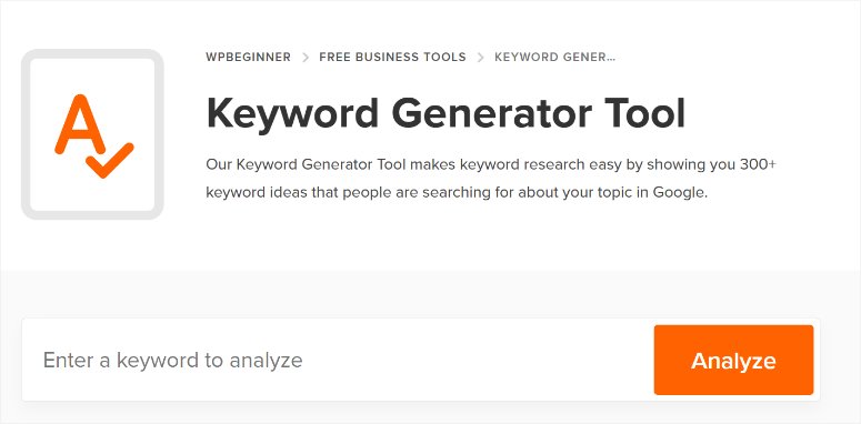 如何利用人工智能优化页面SEO（我的完整五步指南） wpbeginner-free-keyword-generator20251201_ -2